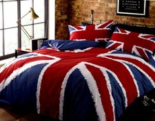 Union Jack Duvet Quilt Cover Bedding Set Single Double King Red White Blue