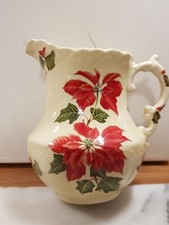 Heron Cross Pottery Jug Poinsettia  H15cm W15cm Vgc