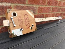 3 STRING HOMEMADE FRETTED ACOUSTIC/ELECTRIC CIGAR BOX GUITAR