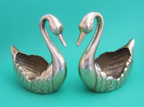 Pair vintage brass - pair, swan