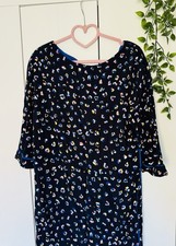 Oliver Bonas Dress Size 10 Shift style Gesture Animal Print Dress Navy Blue 10