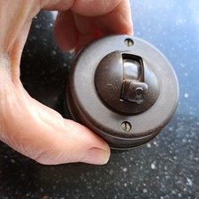 VINTAGE CRABTREE 1930S/40'S BAKELITE & CERAMIC LIGHT SWITCH - AUTHENTIC WORKING 