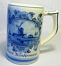 Vintage blue delft tankard - tankard, mug