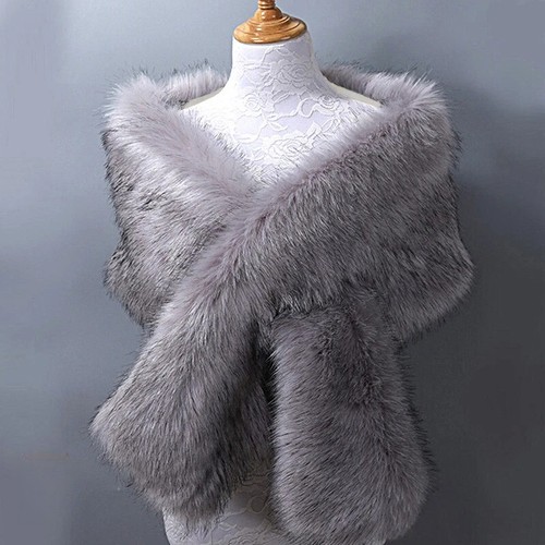 Warm faux fur long shawl - warm,