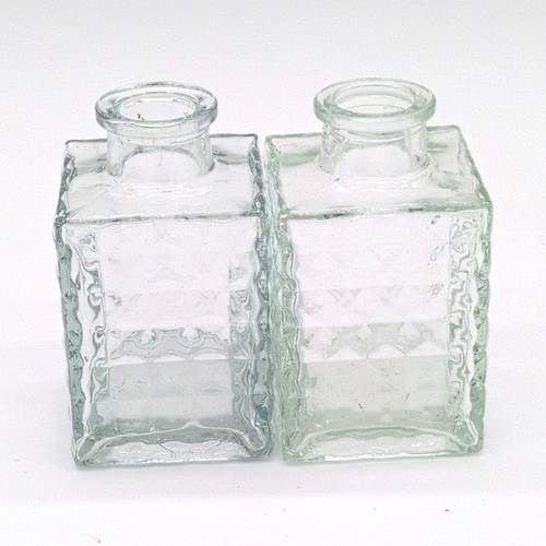Pair clear square glass - of,