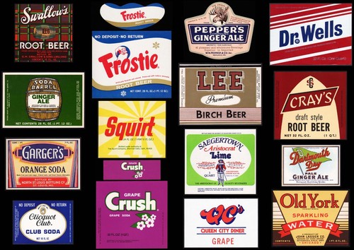 Vintage soda pop - , labels