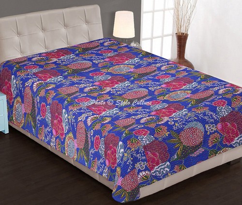 Art kantha twin quilt handmade - kantha,