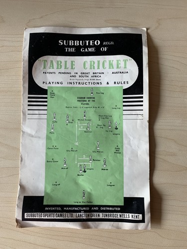 Subbuteo table cricket