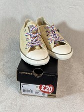 New Converse Women’s Girls UK 4 EUR 37 Dainty Ox Natural Woven Mesh Trainers