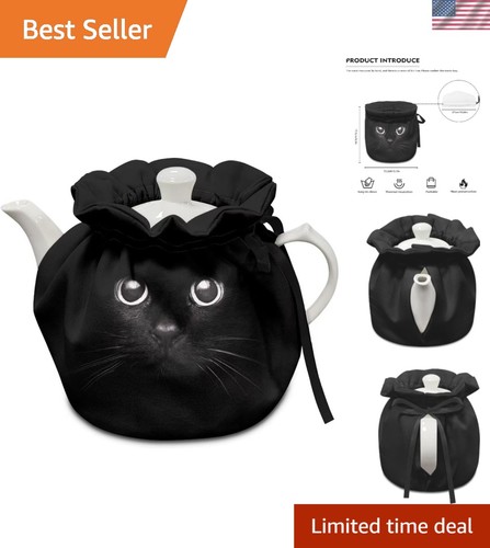 Black cat pattern tea - cat,