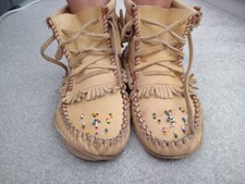 Fabulous Pair of Vintage North American, Canadian Leather Beaded Moccasins