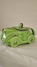 Vintage 1930s Sadler Racing Car Teapot, Green with Silver Lustre Art Deco OKT42