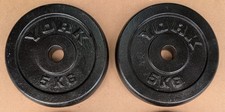 2 x 5kg York Standard (1 inch hole) Cast Iron Weight Plates