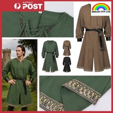 Medieval Tunic Halloween Costumes Cosplay Larp Knight Pirate Viking Long Top Set