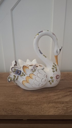 Portuguese majolica swan vase - majolica,