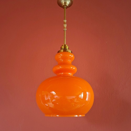 Orange glass pendant - pendant, by
