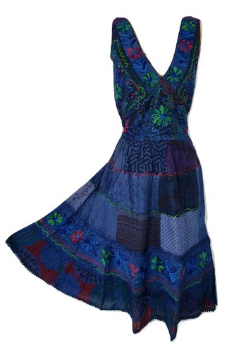 Patchwork dress knee - patchwork, length