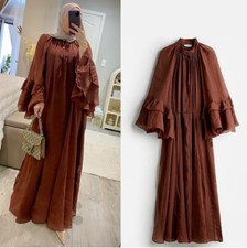 H&M HM Flounced MAXI Dress Dark Red Brown RUNWAY FASHION TREND 2024