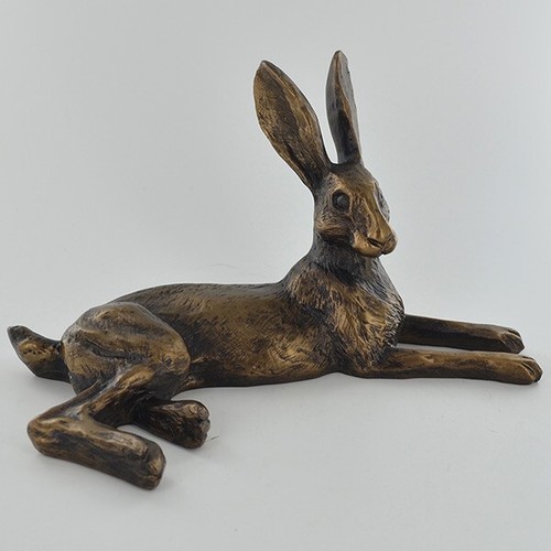 Bronze effect hare sculpture - bronze,