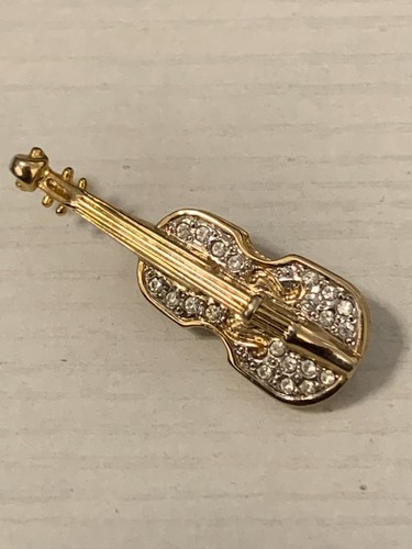 Vintage violin diamante - violin, brooch