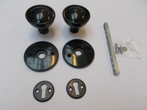Black plastic mortice round - plastic,