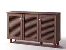 Shoe Storage Cabinet 3 Slatted Doors Rack Cupboard Stand Drawer Unit Footwear