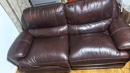 Brown leather 3 seater - brown,