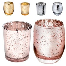 Glass Tea Light Candle Holder Jars. Rose Gold Silver. Votive Mercury Centrepiece