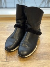 Russell & Bromley Dolomite Shearling Sneaker Boots Size 7 Black Leather EU 40