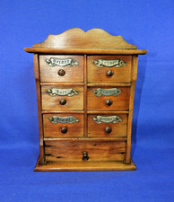 Antique Late 19th Century Spice Drawers Cabinet Beech Wood Farmhouse kitchen.