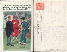Donald McGill Bargain Basement Inter Art Co Comique 4673 GB 1928 Cancel 