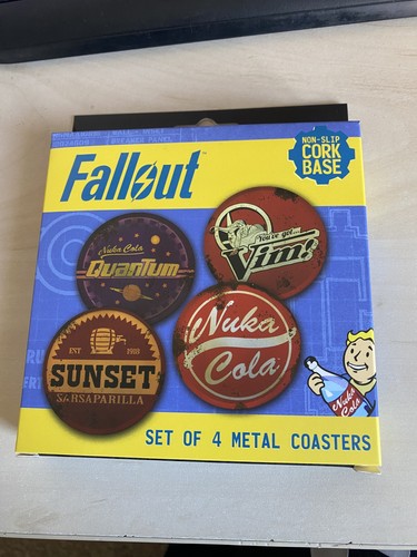 Fallout metal drinks - metal, coasters