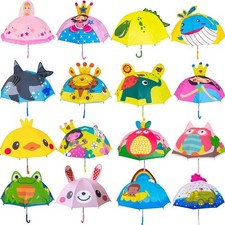 New Children's 3D Animal Dome Sturdy Umbrella Crook Handle Character Kids