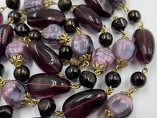 Vintage Lilac Purple Murano Art Glass Bead Original Wired Longer Length Necklace