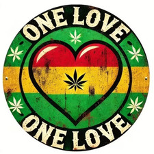 One Love Reggae Metal Sign