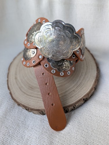 Y2k brown leather hammered - leather,