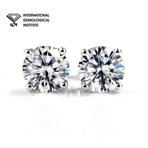 Lab grown round diamond stud - lab,
