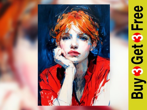 Expressive woman portrait - expressive, oil