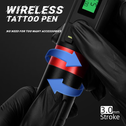 Red wireless tattoo machine - tattoo,