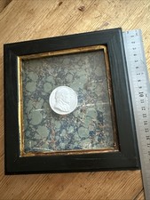 Vintage Framed CAMEO INTAGLIO On Old Marbled Paper MINIATURE Decorative 1.