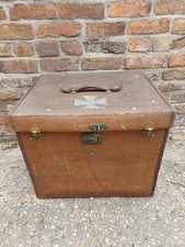  ANTIQUE ARMY & NAVY Cooperative  STEAMER CAMPAIGN TRUNK ww1 ww2 Leather bound 