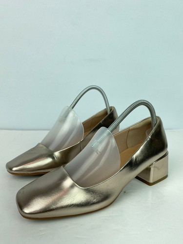 Gold metallic court shoes - m&s,
