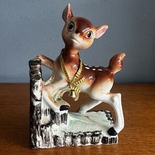 Vintage Kitsch Pottery Deer Fawn Bookend A/F Retro Ceramic
