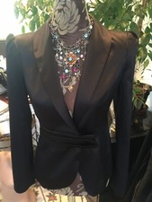 George Davis designer collection II Black Satin evening trouser suit size small