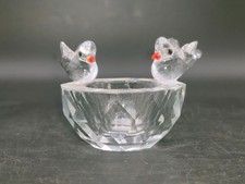 Crystal Birds at Birdbath Figurine – Handcrafted Cut Crystal Ornament