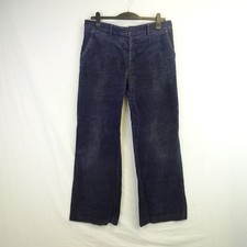 St Michael Corduroy Trousers 34" Navy Blue Jumbo Cord Jeans 70s 80s