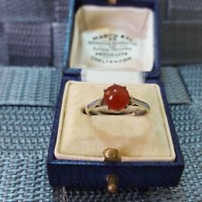 925 Sterling Silver Ring, Genuine Red Carnelian Ring, Size O US 7.25, Solitaire 