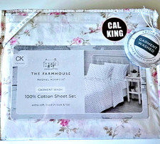 Rachel Ashwell Farmhouse Cal King Sheet Set ~ Pink Roses ~ NIP