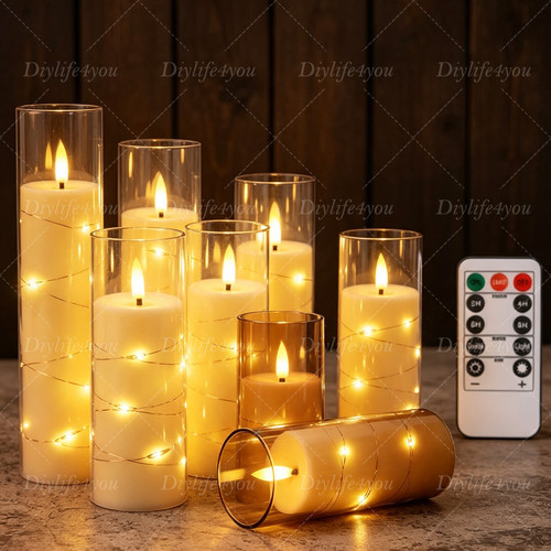 Flameless 5pcs led pillar - flameless,