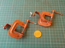 Pair of  Vintage Steel Stanley G Clamp Tools with brackets